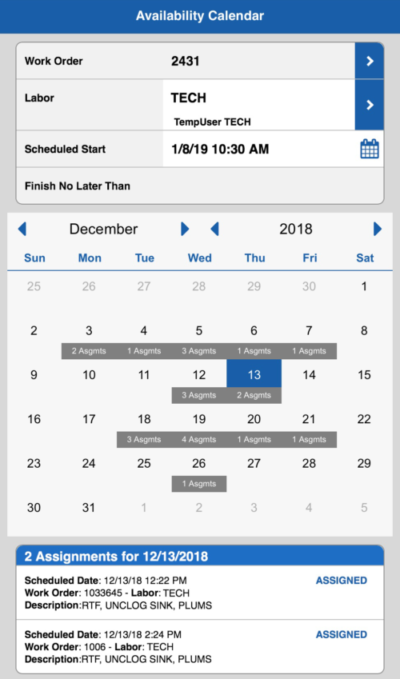 Availability Calendar_EZMaxMobile