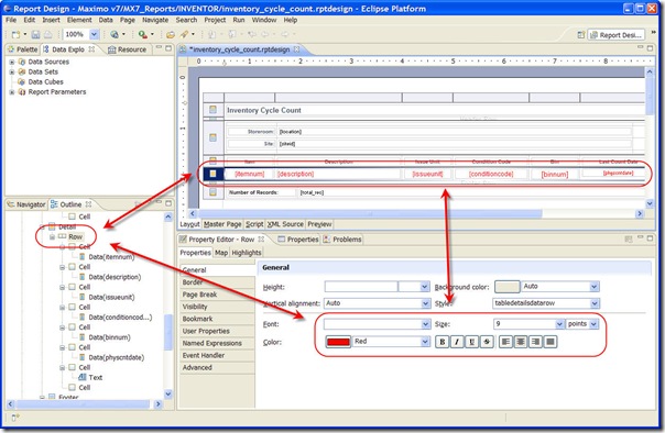 showing Row inheritance